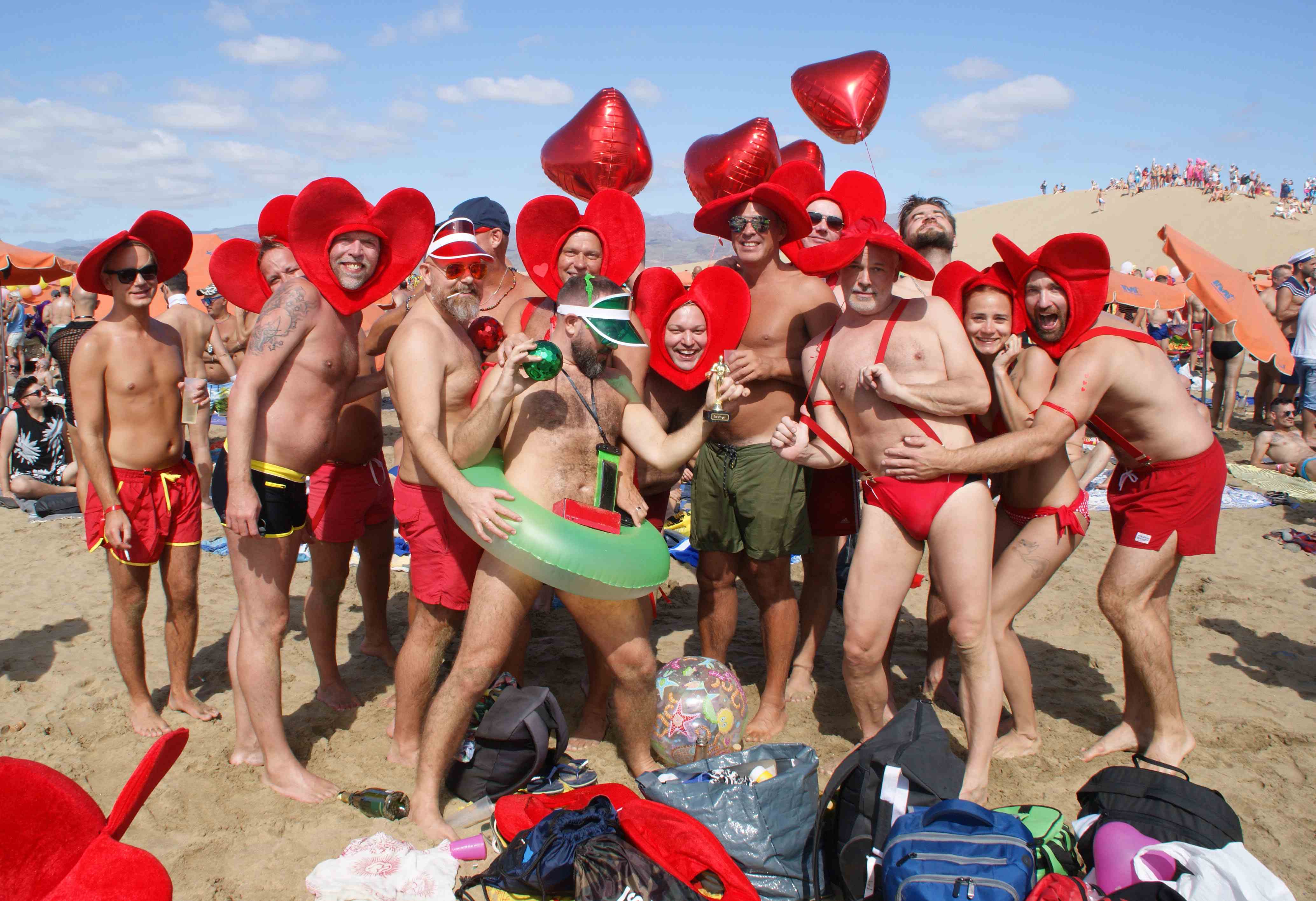 Begin of German Carnival at the Gay Beach in Maspalomas (Gran Canaria)